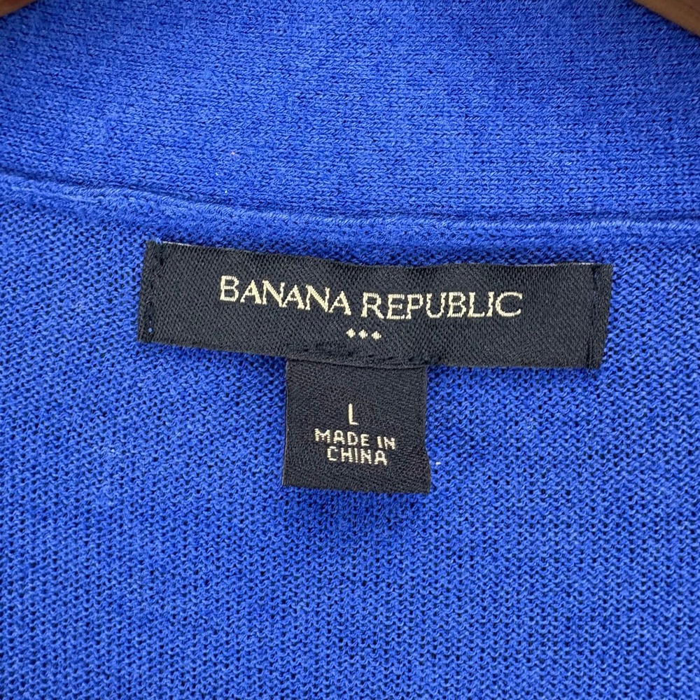 Banana Republic Womens Royal Blue Short Sleeve V-Neck Button Front Cardigan L - Picture 2 of 7